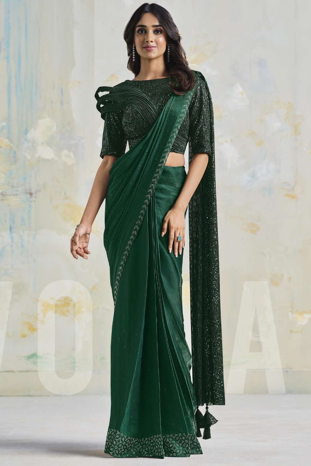 Buy Inviting Black Sequins Work Georgette Party Wear Saree With Blouse From  Zeel Clothing