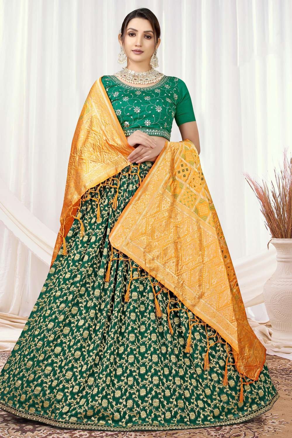 Buy Yellow Lehenga Choli for Women Green Blouse Indian Bollywood Designer  Wedding Party Wear Lengha Choli Dupatta Mahendi Ceremony Ghagra Choli  Online in India - Etsy