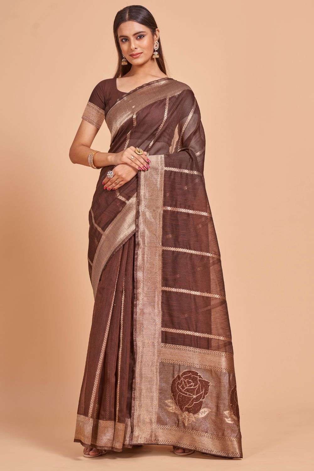 Coffee Brown Khaddi Georgette Meenakari Handloom Banarasi Saree –  PureSarees – Buy Luxurious, Banarasi Silk Sarees Online