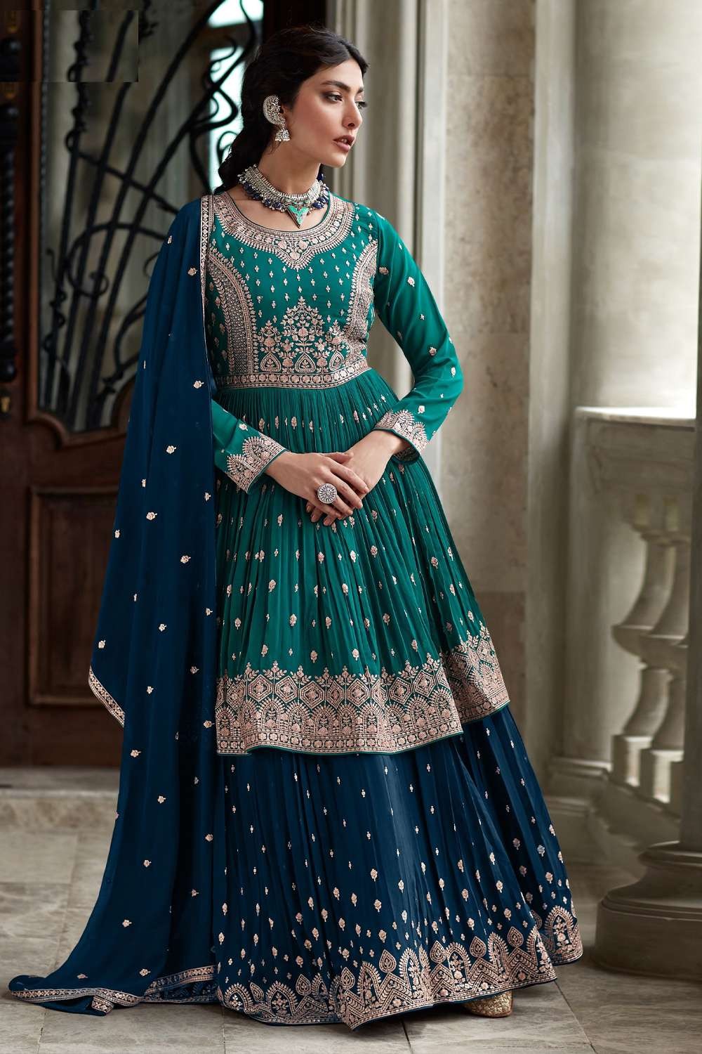 Georgette Wedding Wear Beautiful Green And Yellow Sequence Work Lehenga Suit  at Rs 1699 in Surat