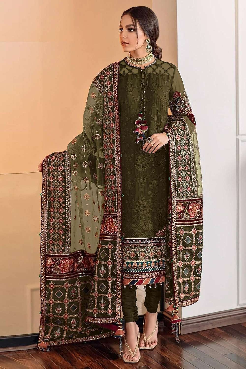 Buy Online Sightly Embroidered work Palazzo Salwar Suit : 87295 - Salwar