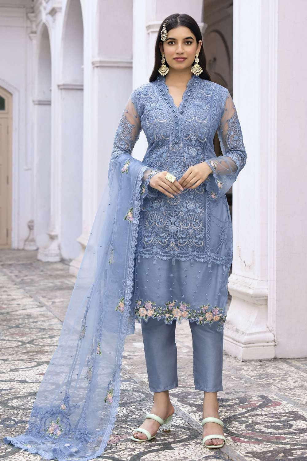 Party Wear Sky Blue Salwar Kameez With Fancy Dupatta Plus Size Wedding Salwar  Suit Customized Bridal Dress Gift for Her - Etsy