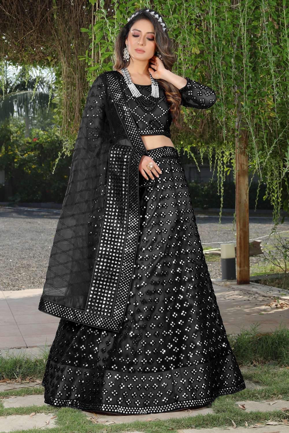 Satin Silk Black Colour Dulhan Lehenga Choli, Wedding Lehenga Choli, Size:  Free Size at Rs 2099 in Surat