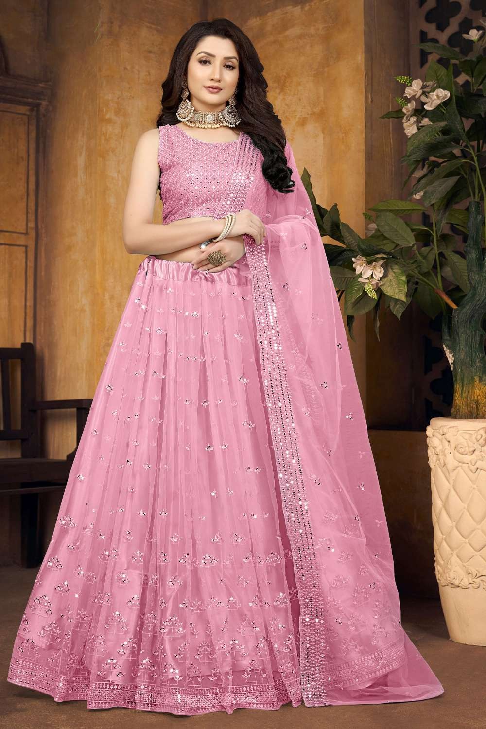 Buy SAKA DESIGNS Girl Pink Lehenga Choli with Dupatta (Set of 3) online