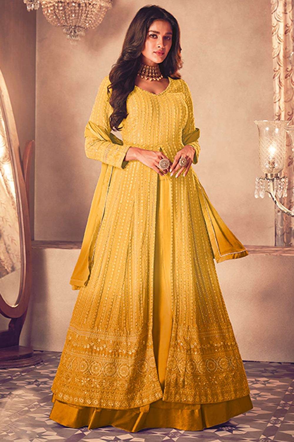 Buy online Yellow Embroidered Anarkali Suit Set from ethnic wear for Women  by Scakhi for ₹4369 at 52% off | 2024 Limeroad.com