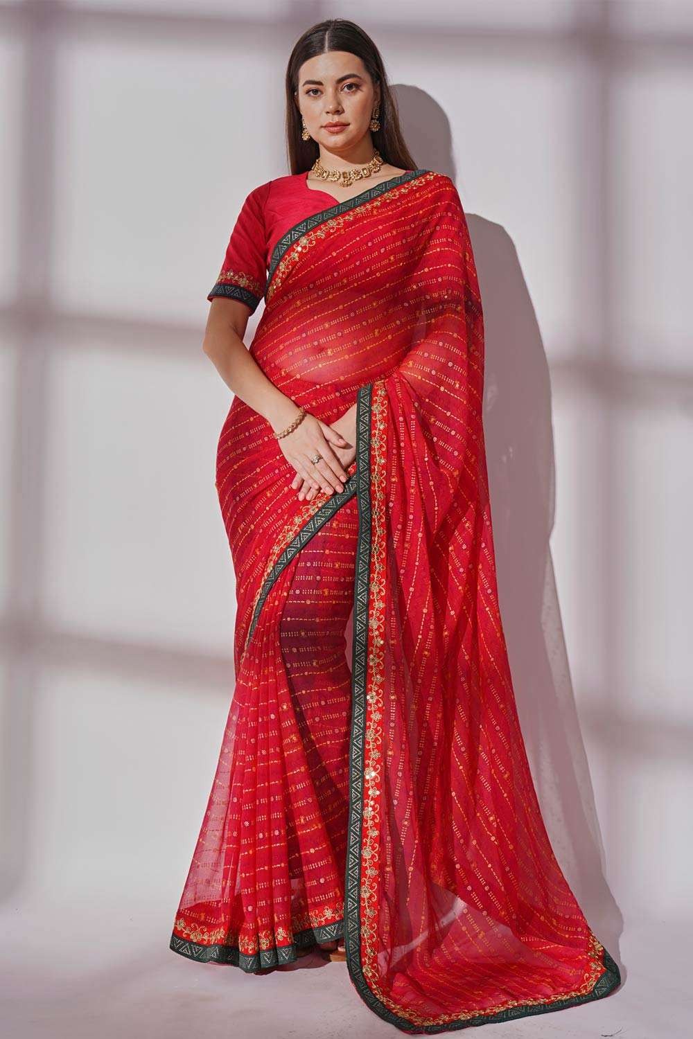 Well Red Handblock Mulmul Cotton Saree – MySilkLove