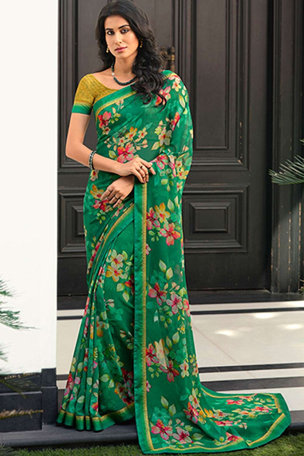 Buy plain georgette sarees wholesale price online: New Catalog