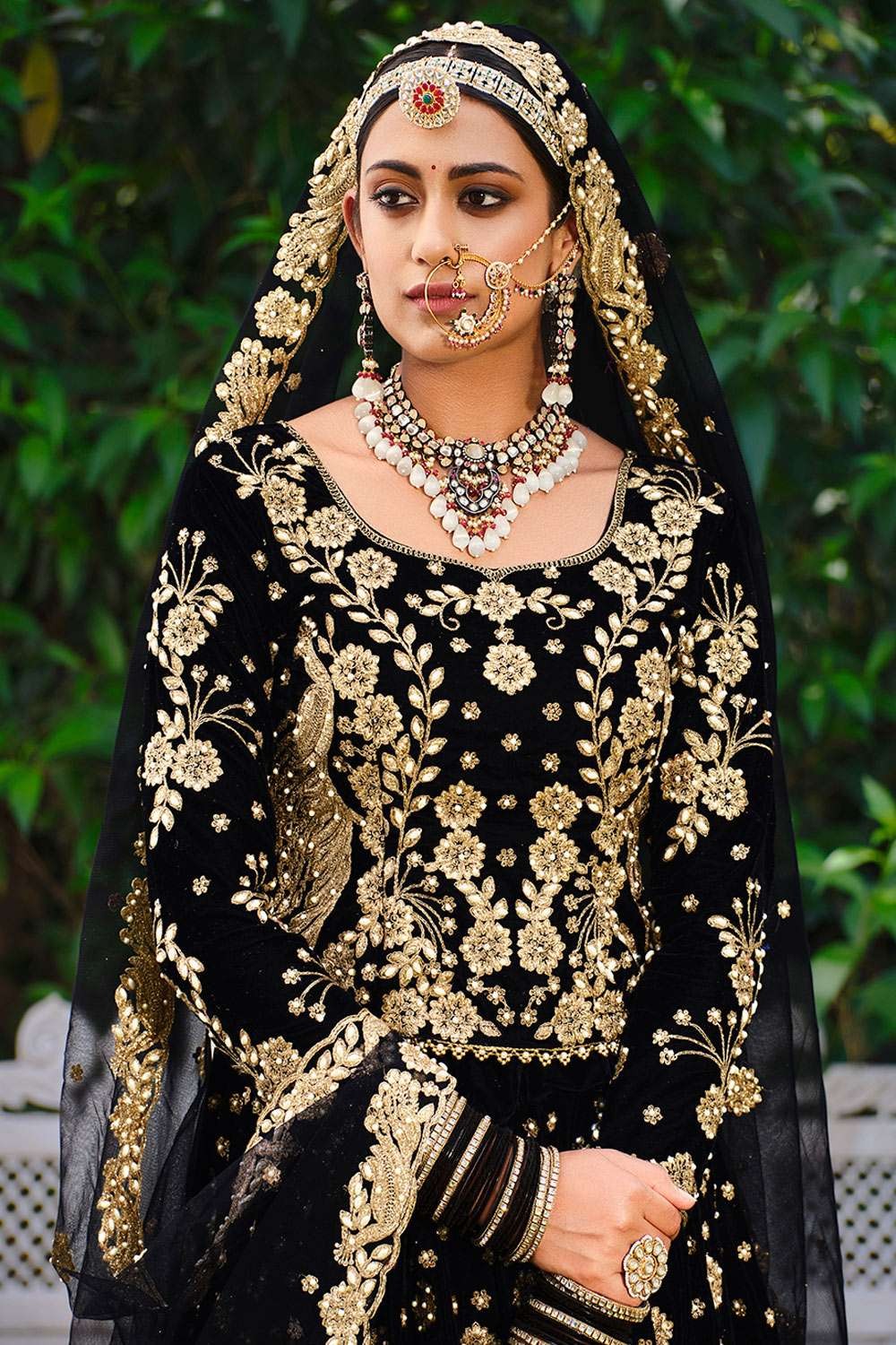 Bridal Velvet Lehenga Chunri Indian Wedding Party Black Lengha  Cholithanksgiving | eBay