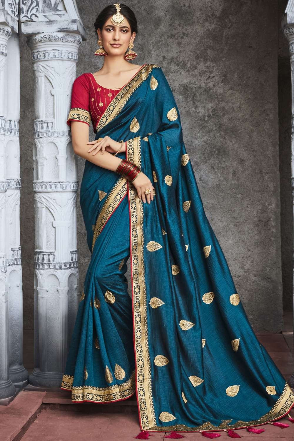 Buy Cobalt Blue Silk Saree online-Karagiri