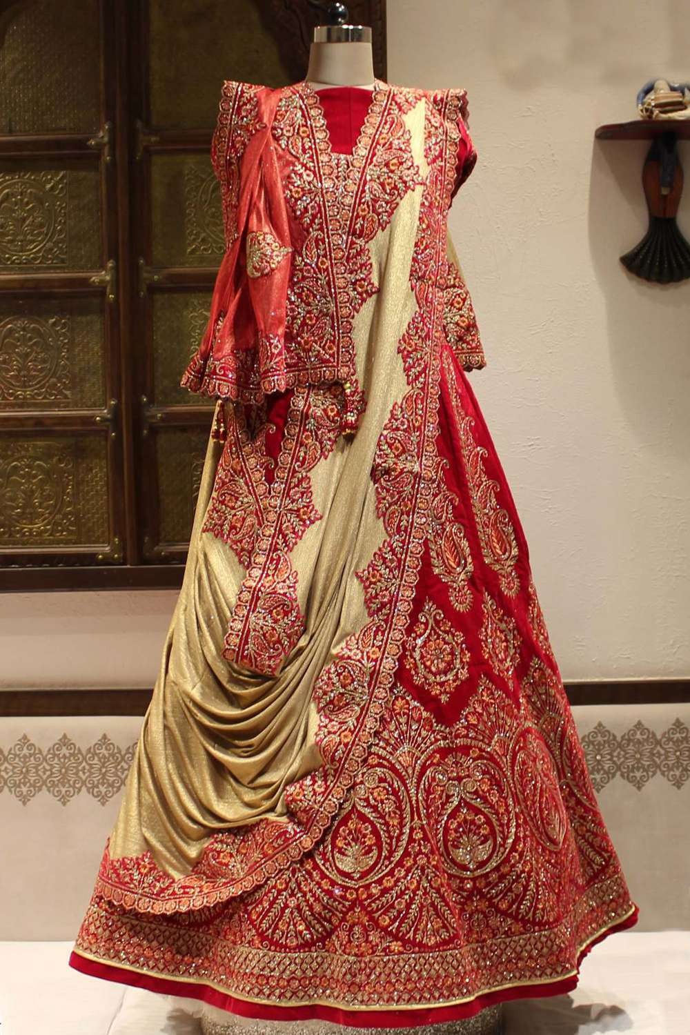 Beautiful Red & Golden Colored Hand Embroidered Bridal Lehenga | Odhni –  ODHNI