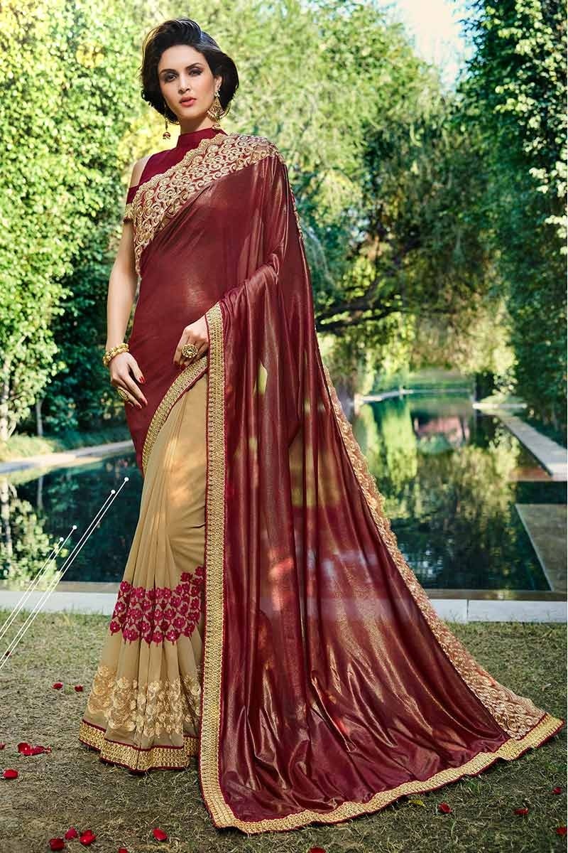 Buy Maroon Georgette Embroidered Sequin Work Rose Saree With Blouse For  Women by Nazaakat by Samara Singh Online at Aza Fashions.