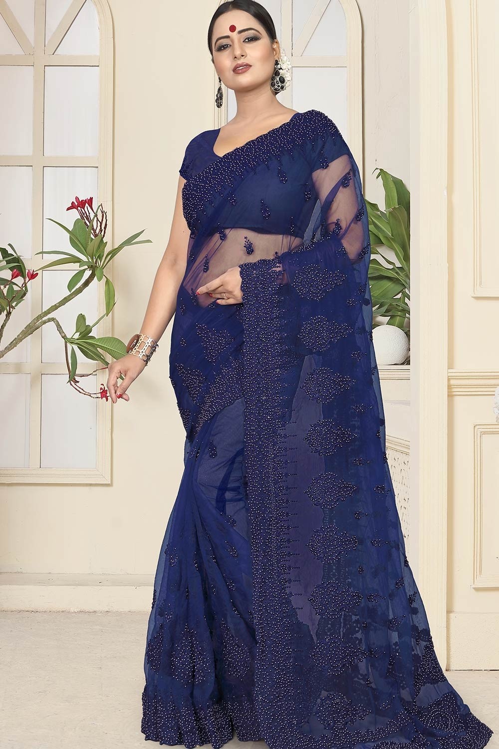 Royal blue color kanchipuram south silk saree and gold zari weaving wi –  Amirat