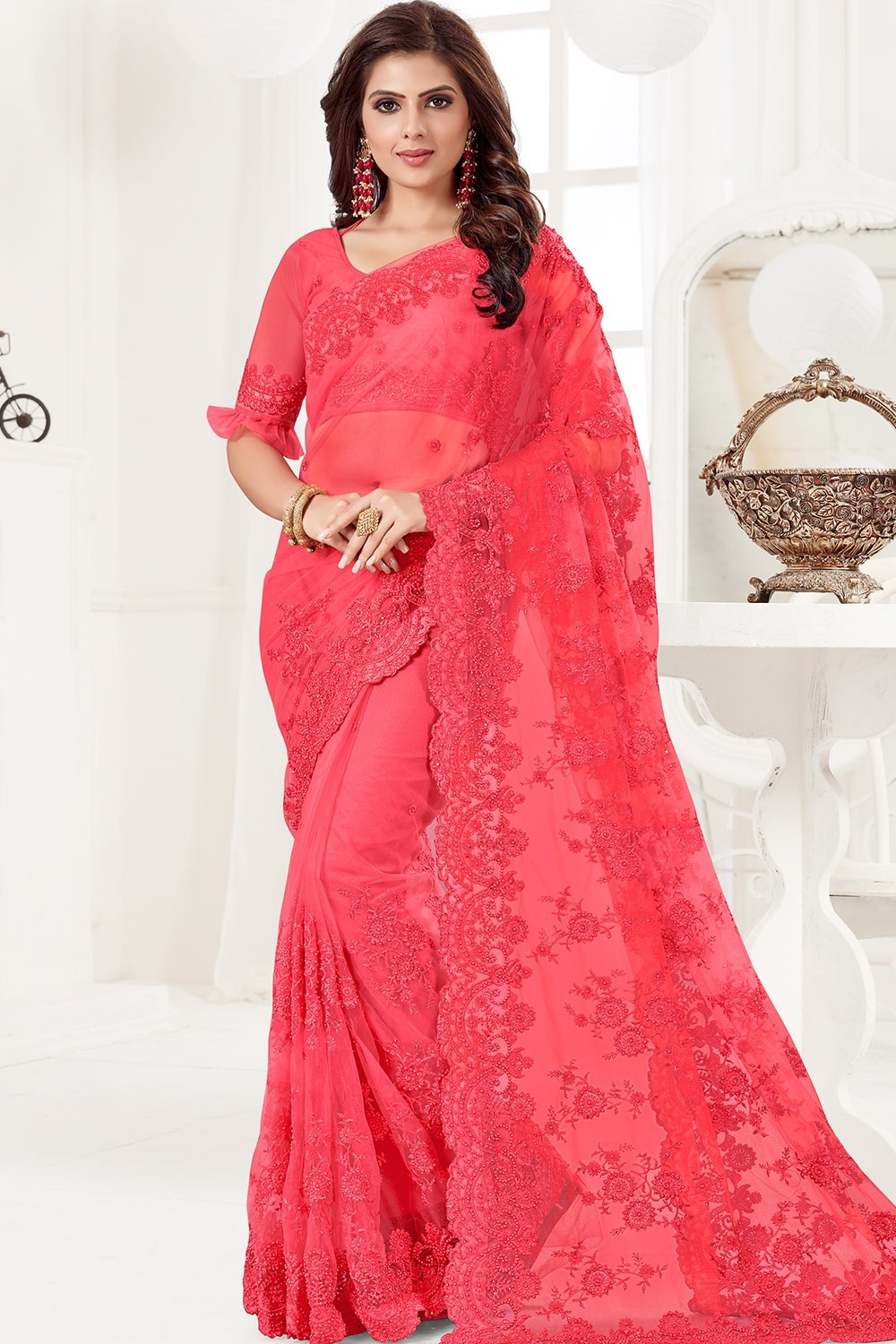 Buy Traditional Wear Dark Pink Weaving Banarasi Silk Saree Online From  Surat Wholesale Shop.