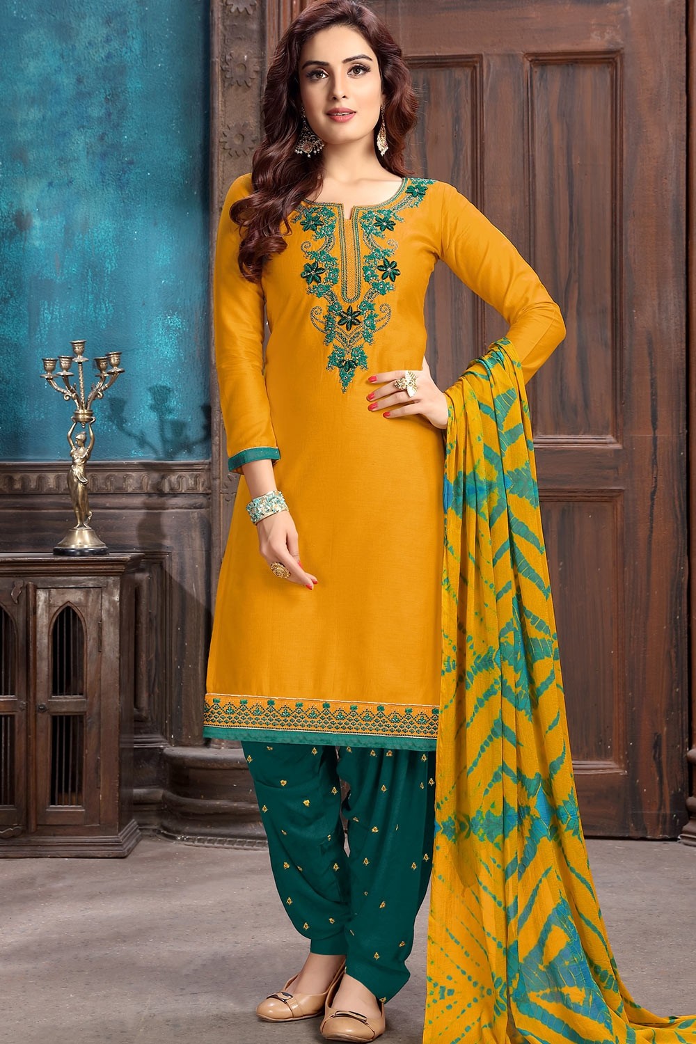 Rang House Cotton Satin Designer Patiala Salwar Suit