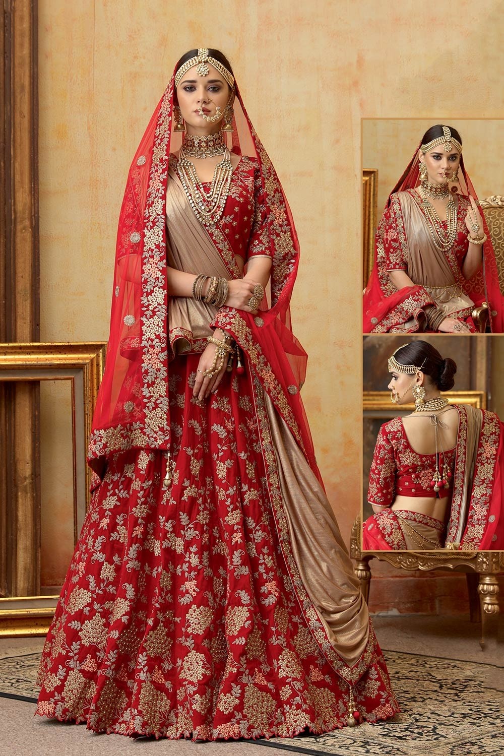 Online Hot Red Bridal Lehenga Choli In Velvet SFARY10610 – Siya Fashions
