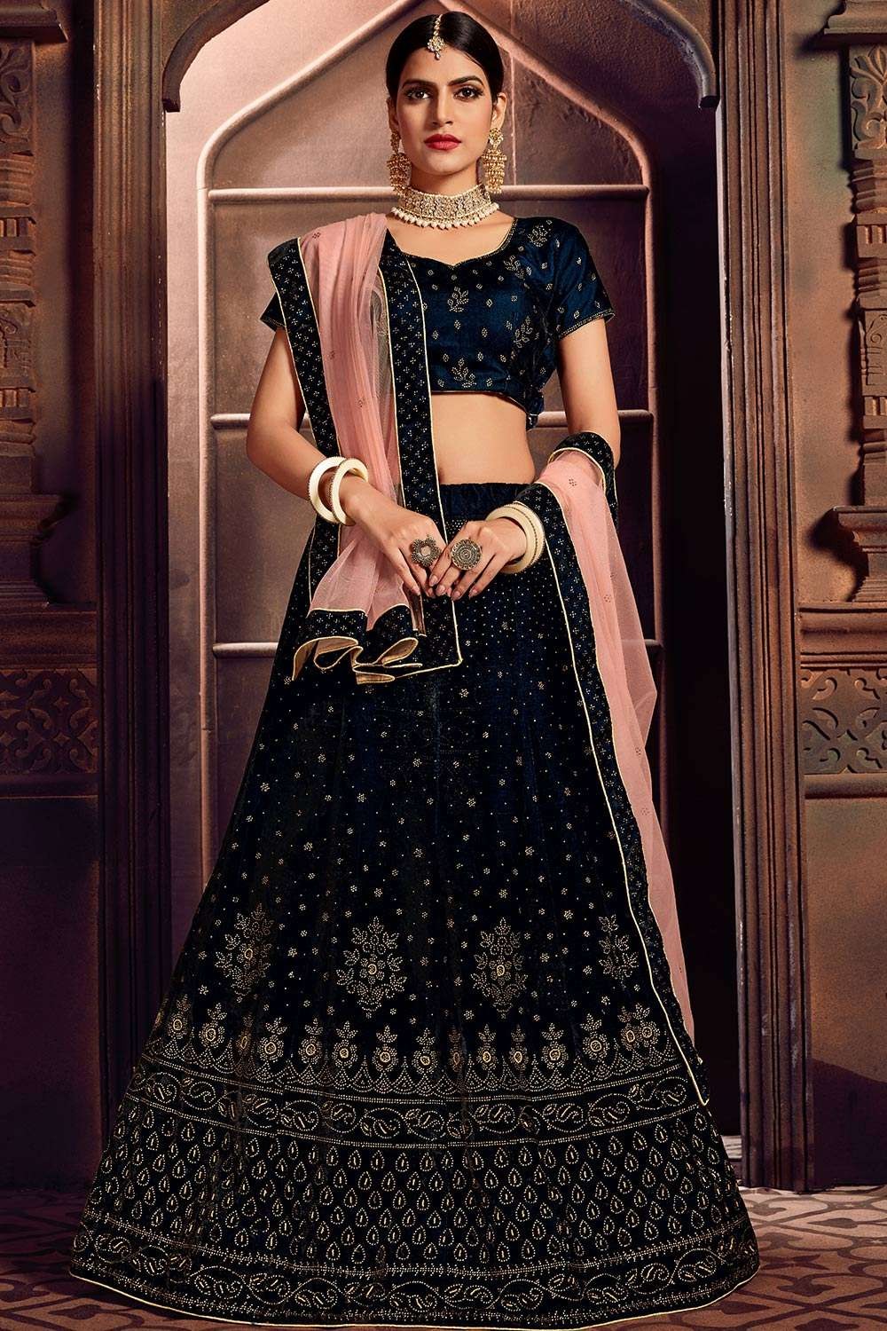 Royal Blue Lehenga Choli with Embroidery and Sequence Work – Fabvilla
