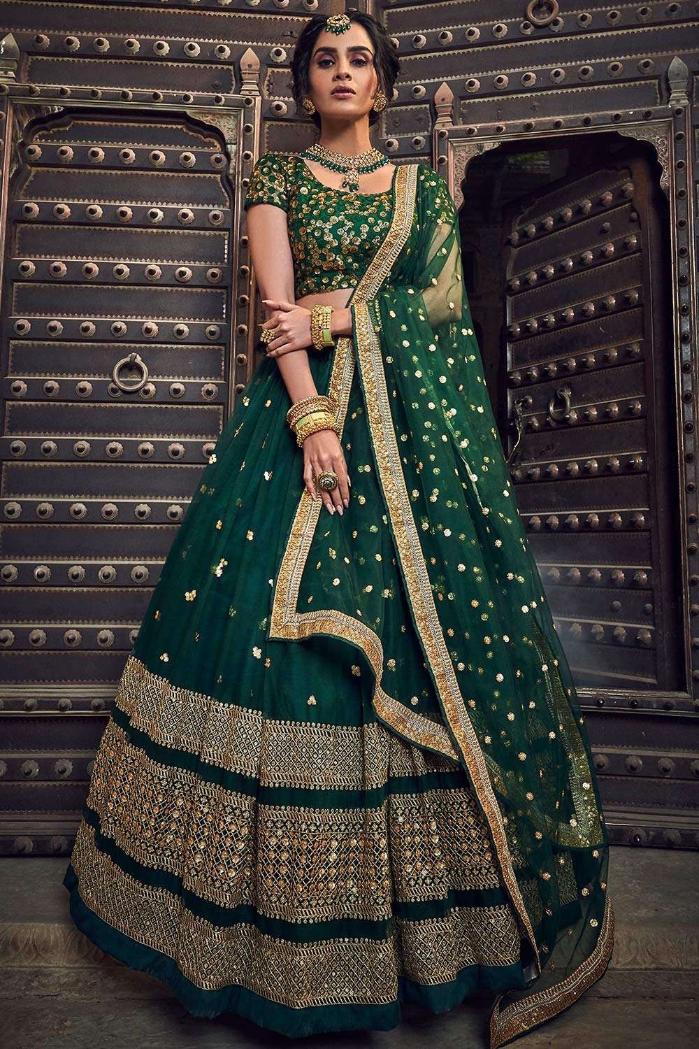 Alluring Green Net Lehenga Choli for Women With Sequence Thread & Dori  Work, Indian Designer Ready to Wear Partywear Lehenga Choli With Belt - Etsy