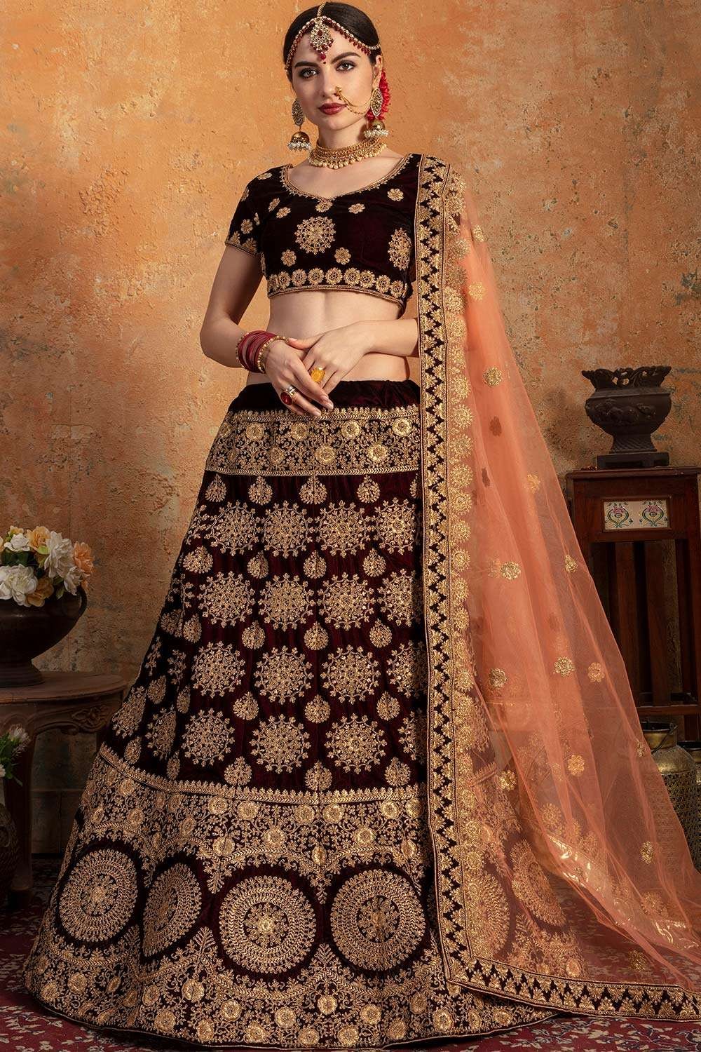 Burgundy Lehenga/maroon Lehenga/ Bridal Lehenga/south Asian Wedding Lehenga/baraat  Lehenga - Etsy