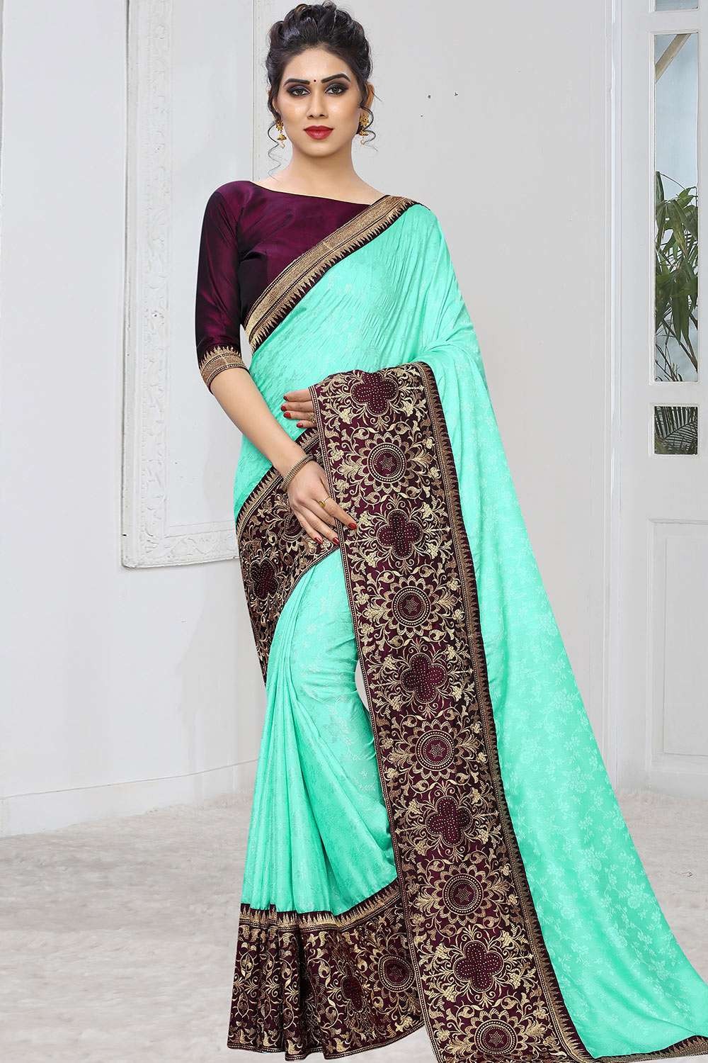 Party Wear, Traditional Green color Art Silk, Silk fabric Saree : 1894609