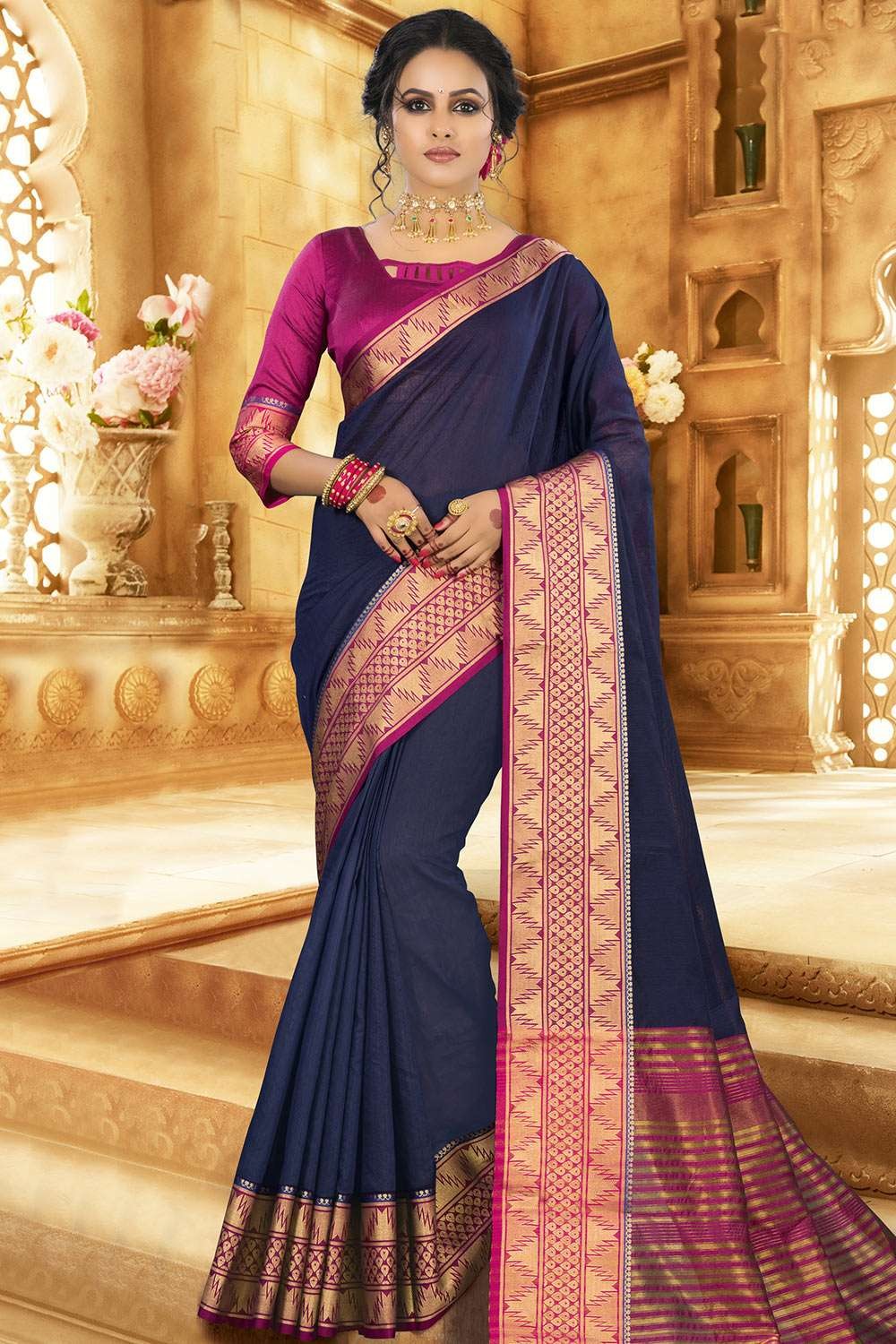 NAVY BLUE GORGEOUS SILK SAREE - Mr & Mrs Creation - 4188675