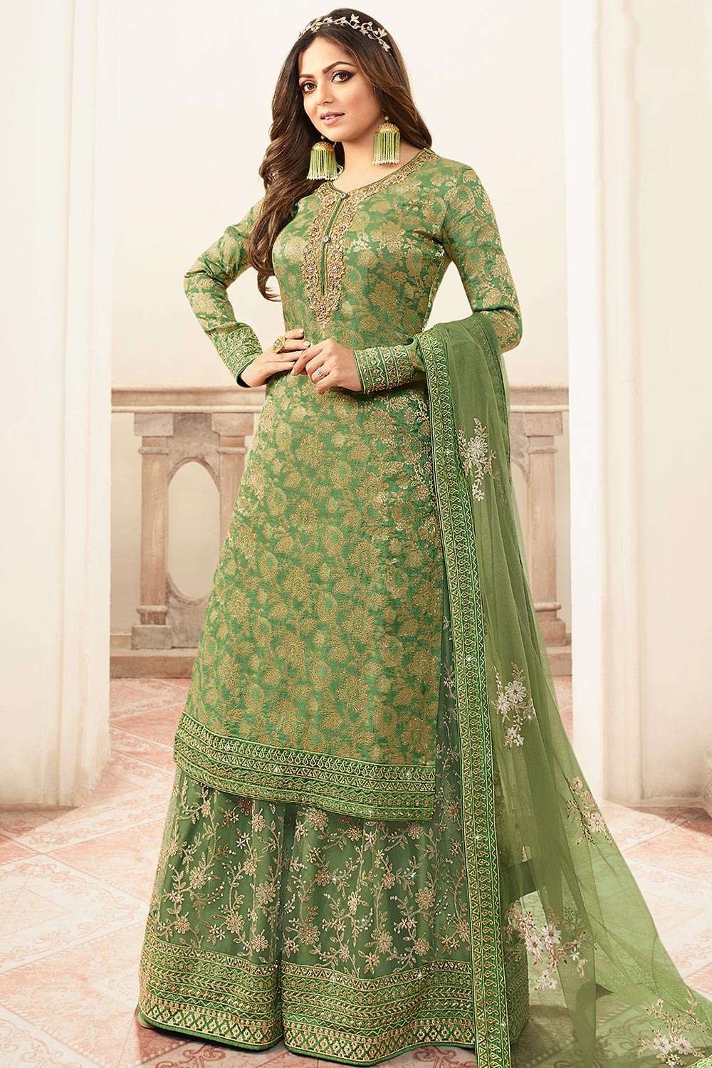 Green shop sharara suits