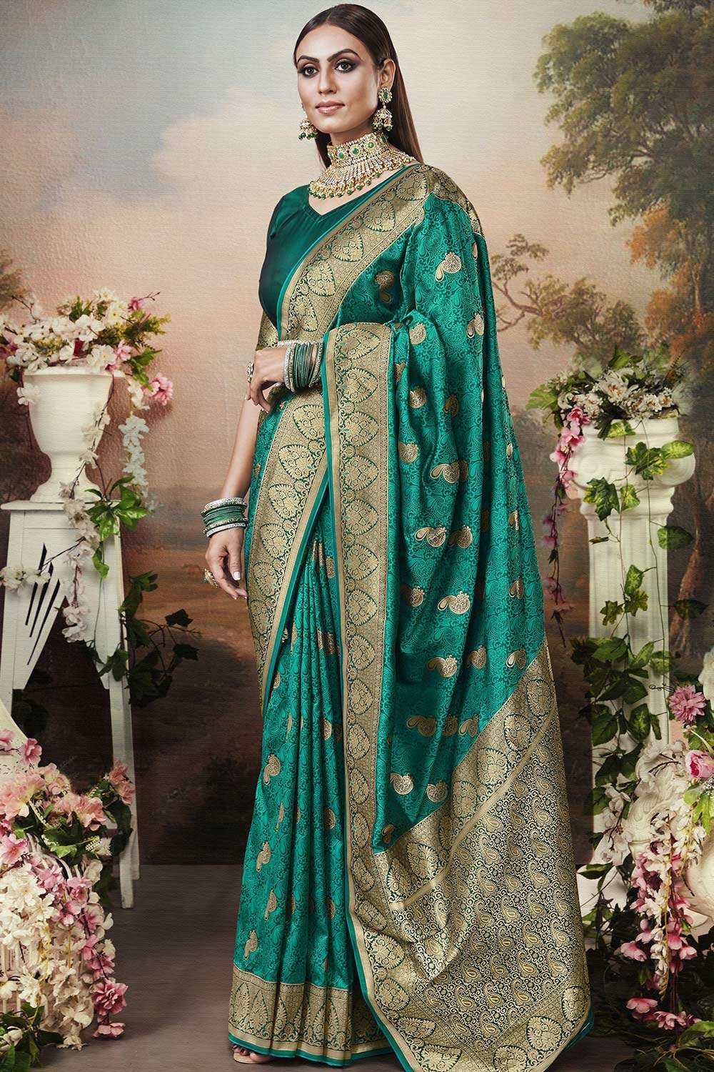 Buy Kirti Teal Blue Satin Stone Work One Minute Saree Online – ONE MINUTE  SAREE