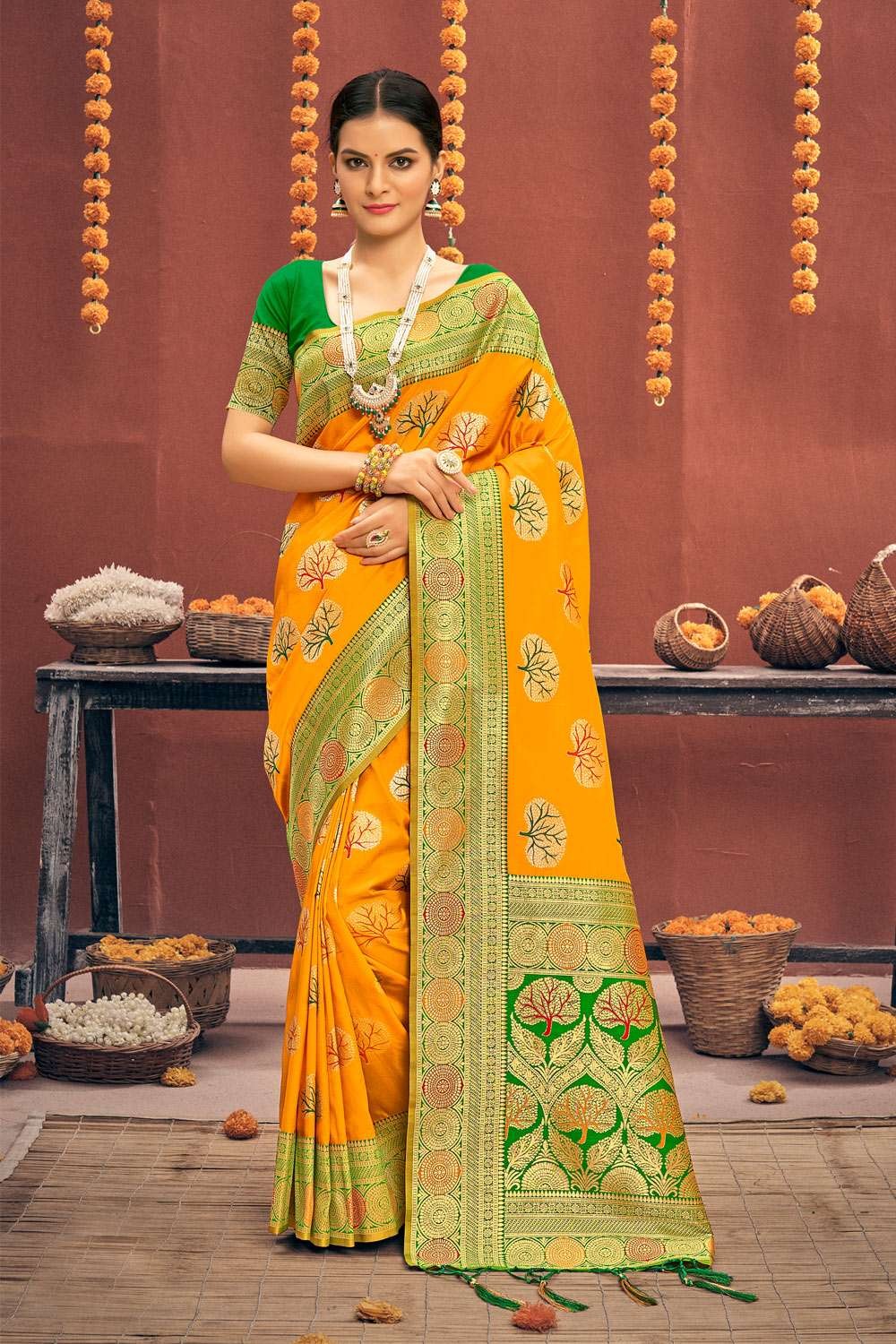 Buy Yellow Sarees for Women by Saree Mall Online | Ajio.com