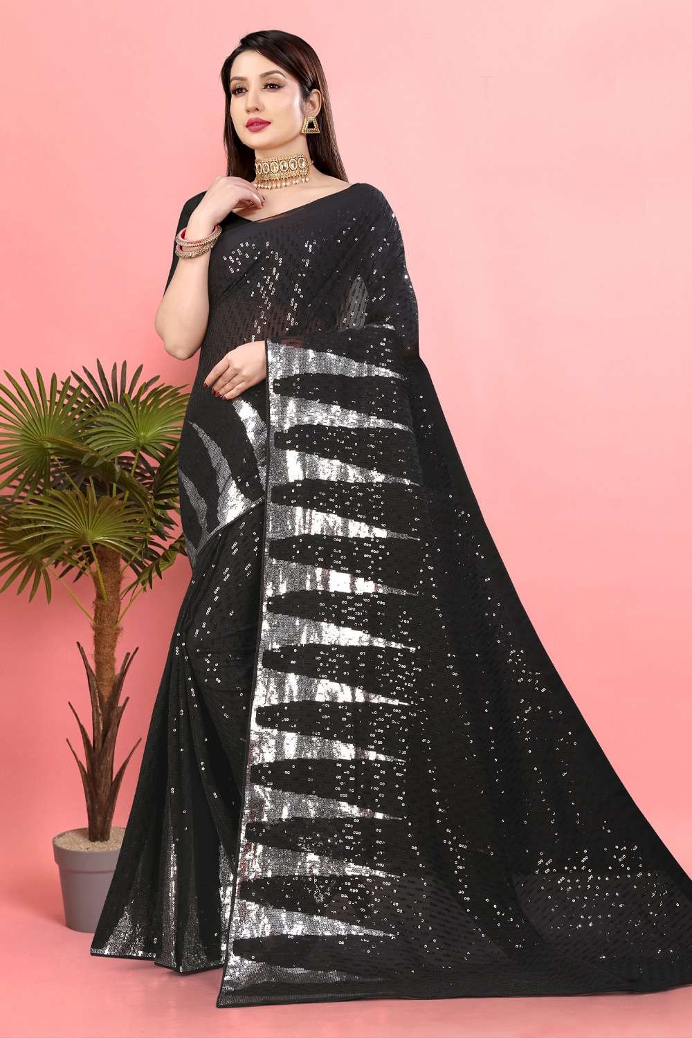 Black Designer Party Wear Sarees Get Extra 10% Discount on All Prepaid –  Dailybuyys