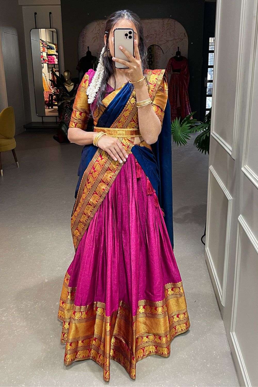 New South Indian Half Saree Look • Anaya Designer Studio | Sarees, Gowns  And Lehenga Choli