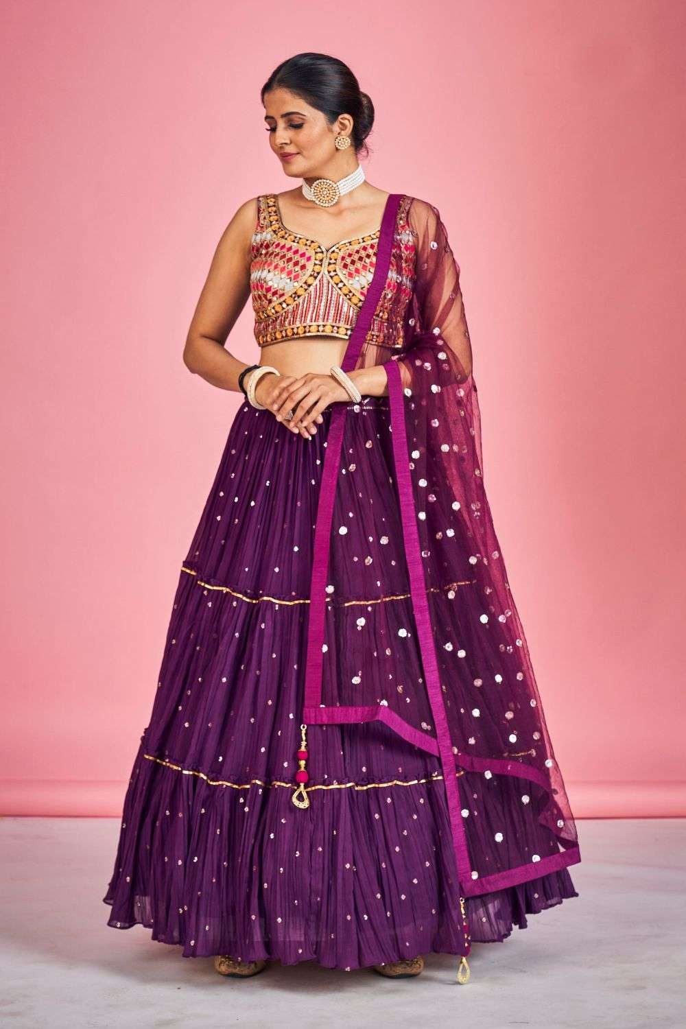 Buy Online Lehenga Blouse in Deep Red Embroidered Fabric LLCV110307
