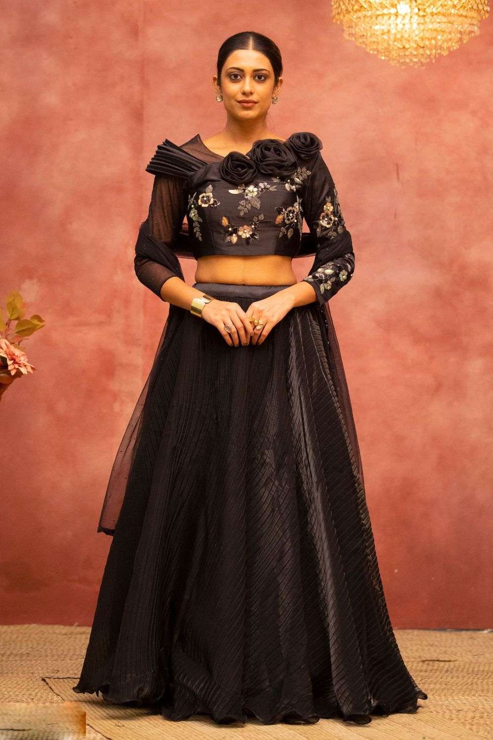 Firvona Solid Semi Stitched Lehenga & Crop Top - Buy Firvona Solid Semi  Stitched Lehenga & Crop Top Online at Best Prices in India | Flipkart.com