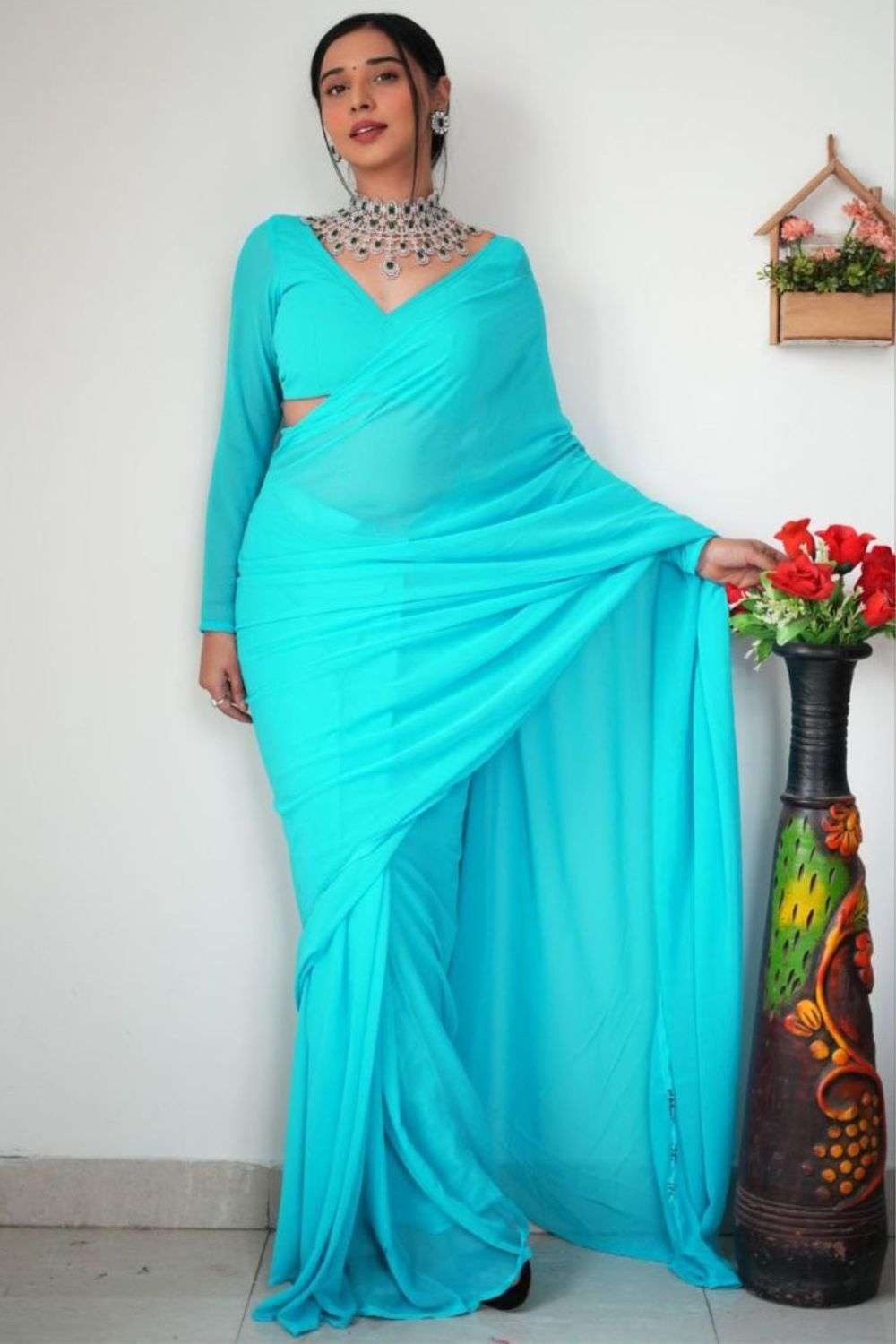 SS22 Collection - Sky Blue Ombre Saree