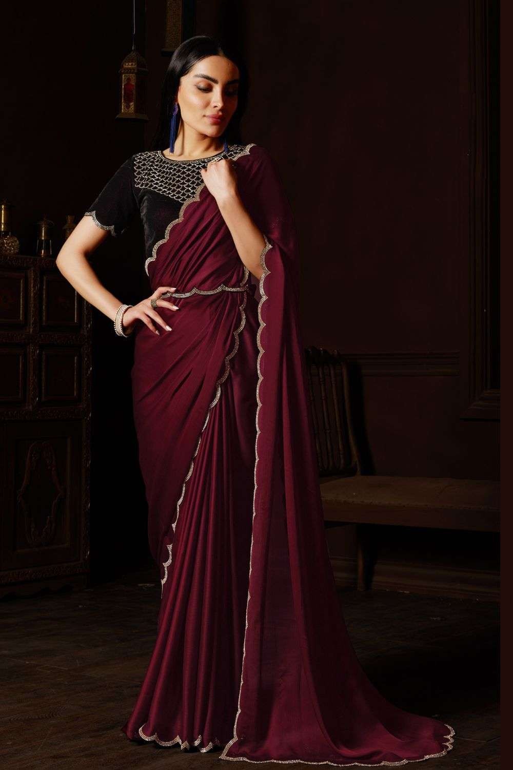 Stylish Maroon Saree Blouse Designs