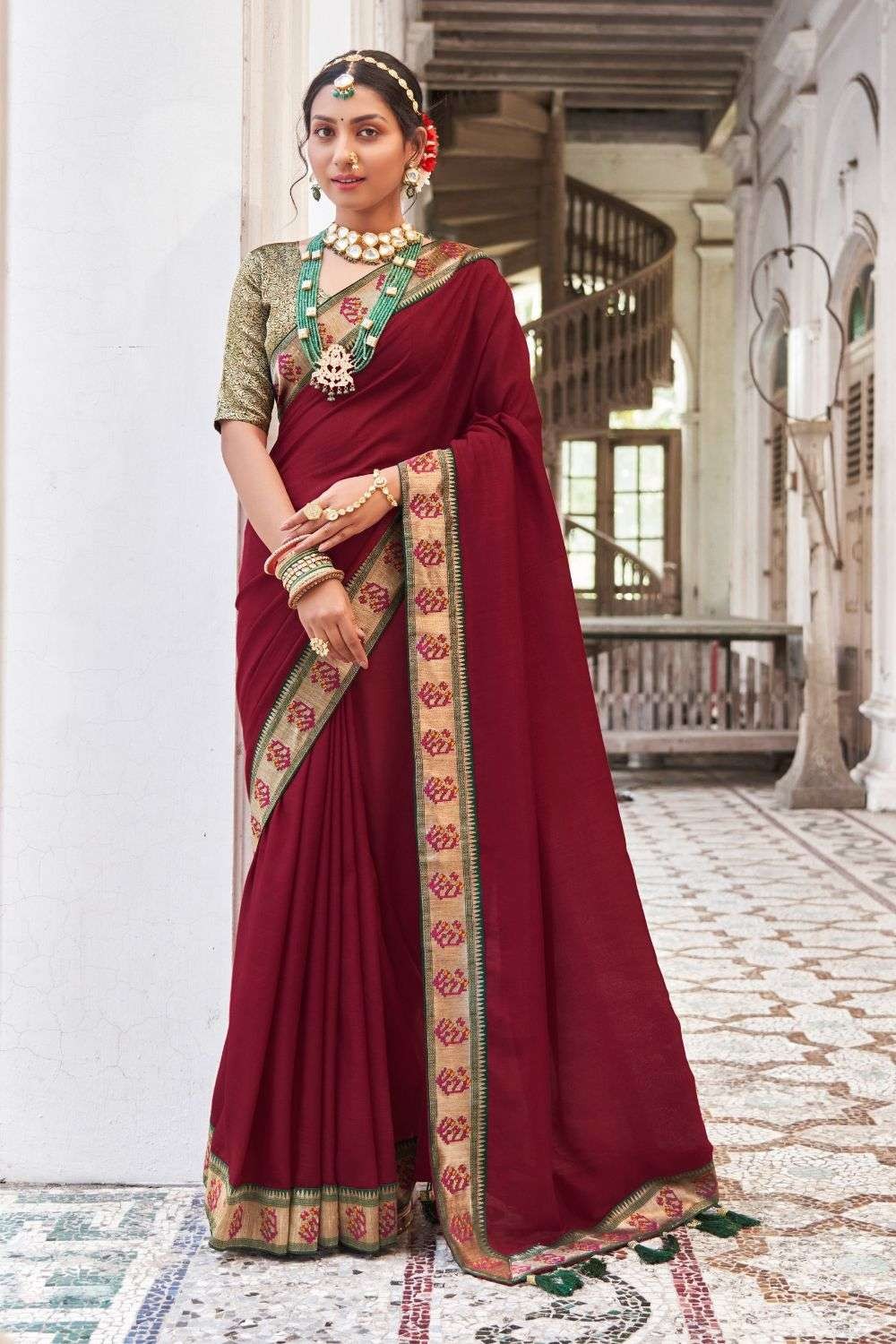 Aubergine Maroon Zari Woven Kanjivaram Silk Saree – MySilkLove