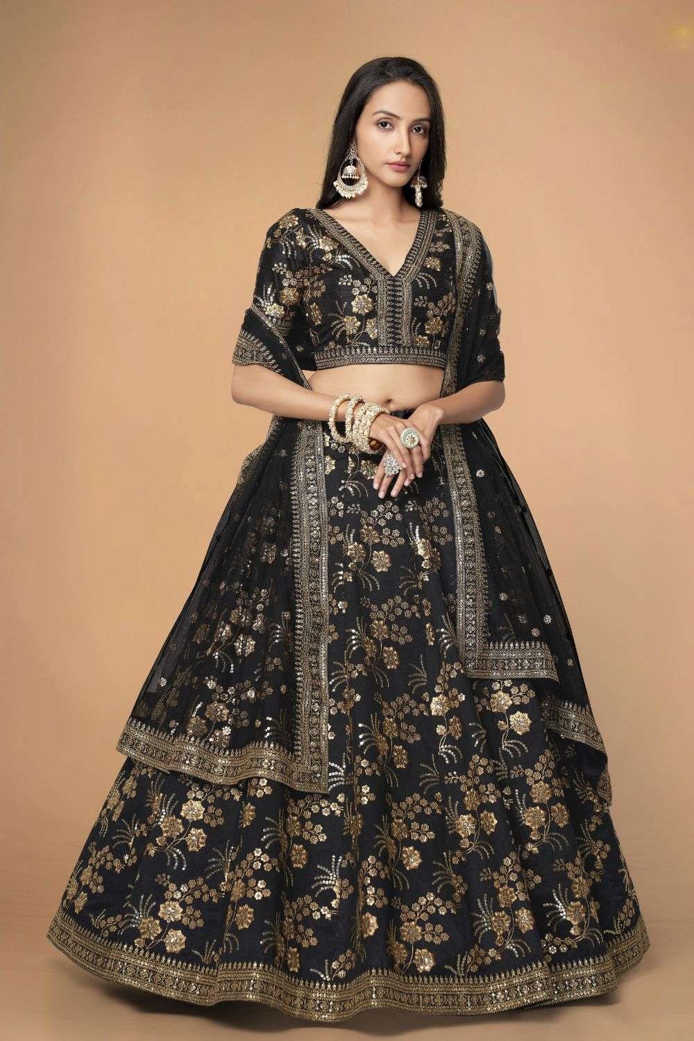 Indian Dress Black Color Bridal Lehenga 1103