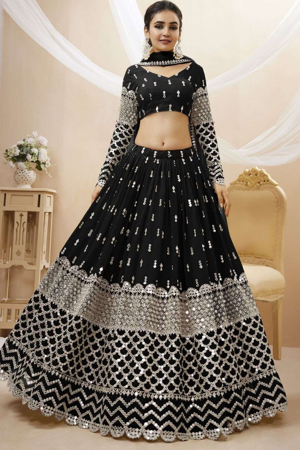 Heavily Embellished Black Frock Lehenga Dress #BN1272 | Black frock, Classy  frock, Indian wedding lehenga