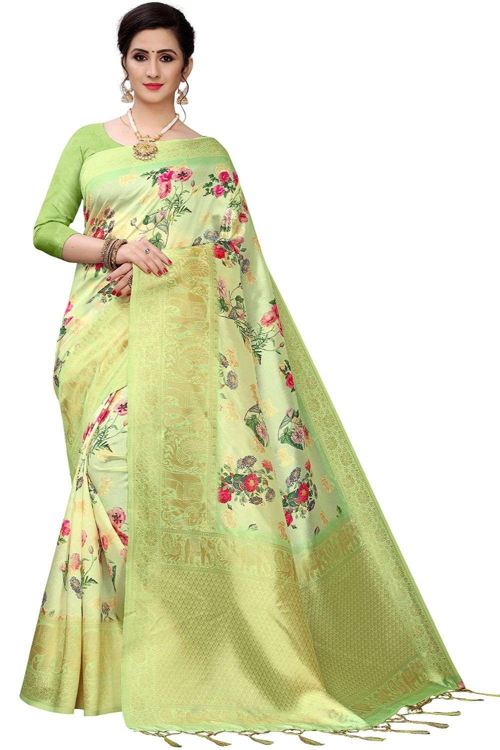 Lemon Yellow and Dark Green Paithani Silk Saree - Etsy