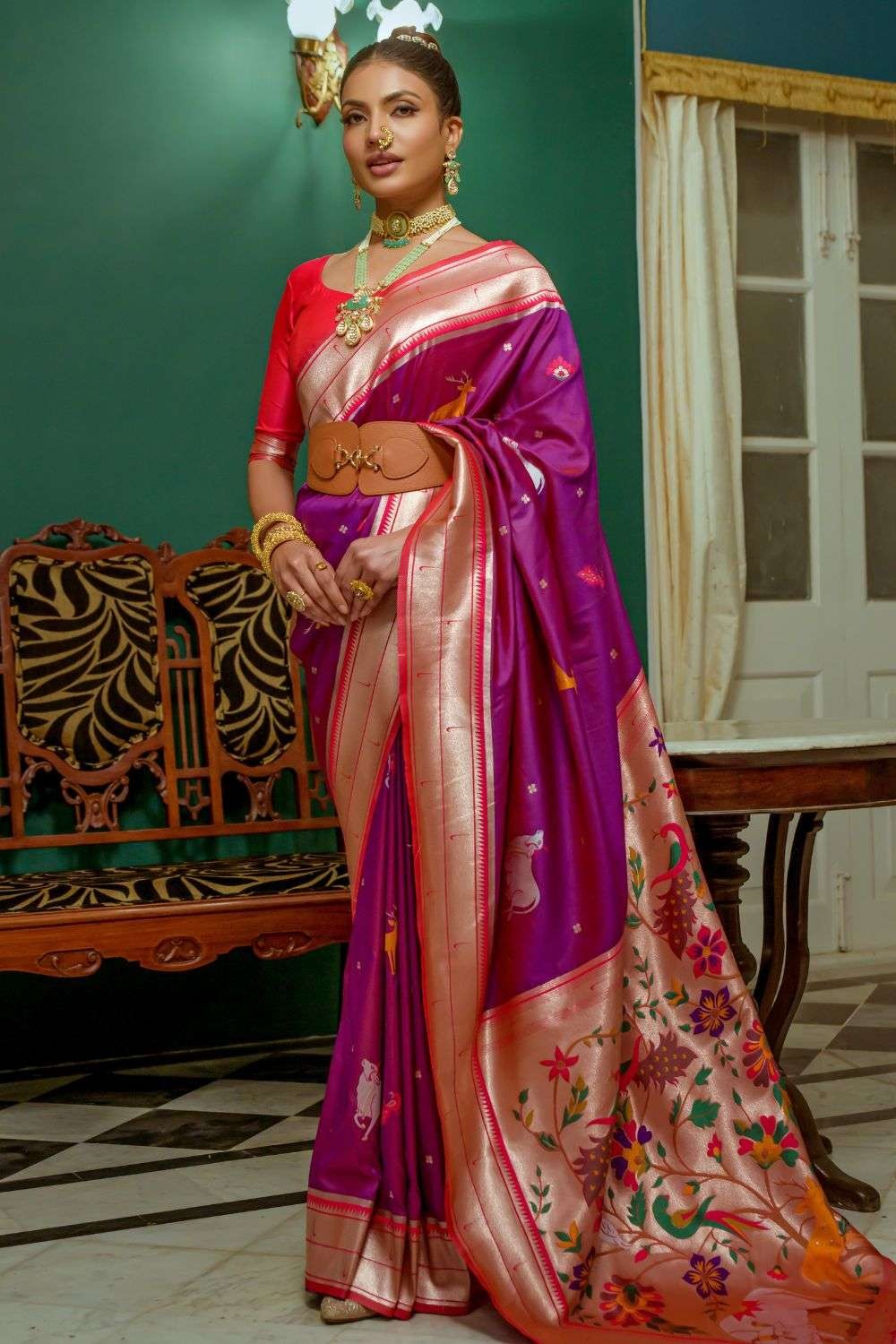 Dusky Lilac Pure Cotton Silk Purple Saree | Laxmi Style