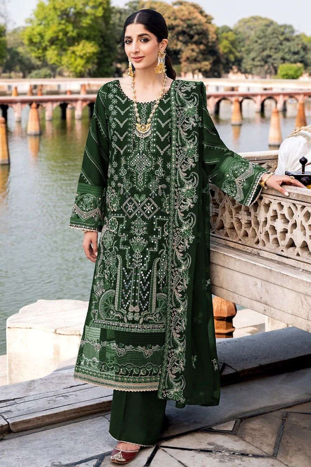 Buy Palazzo - Pista Green Embroidered Palazzo Suit