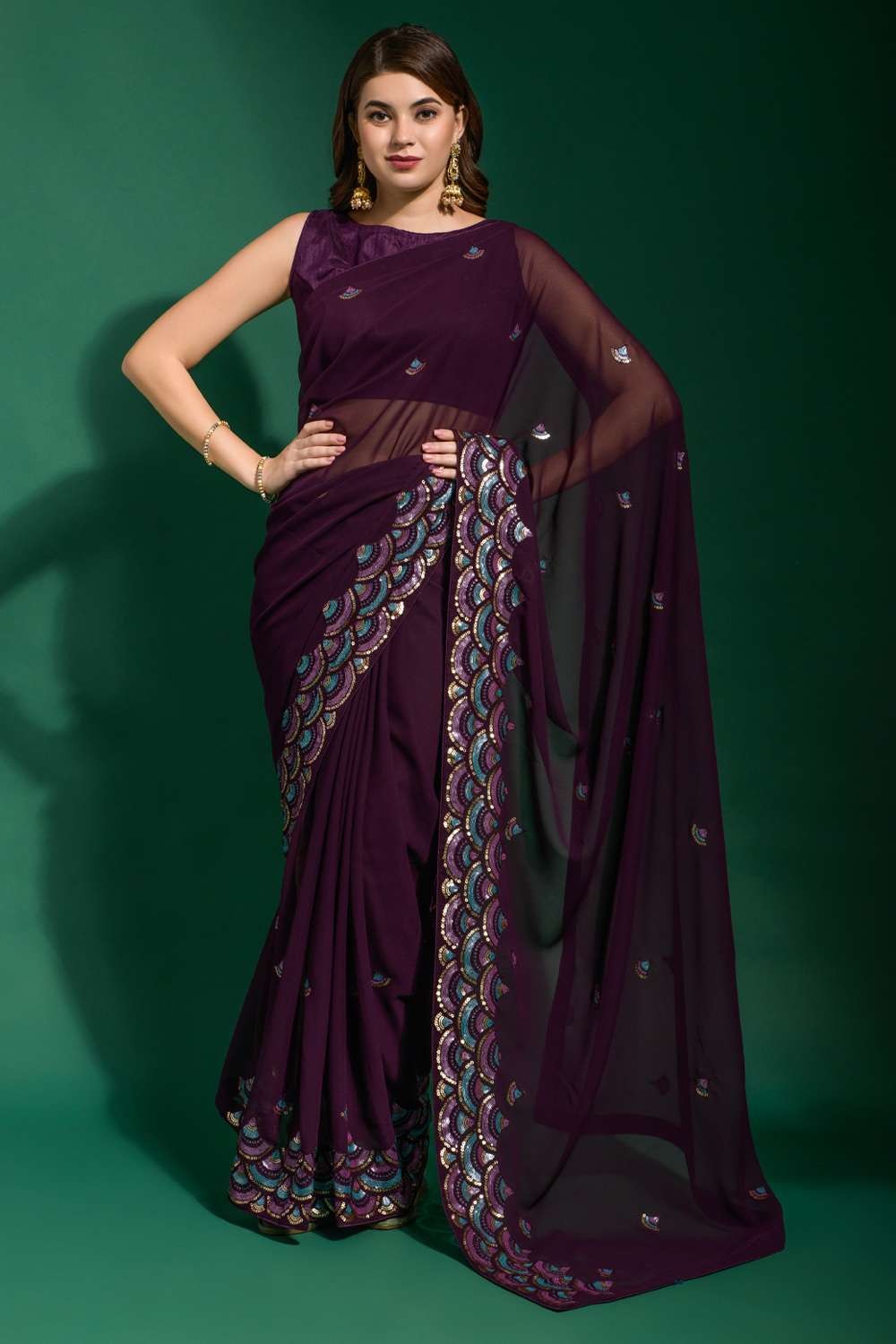 Stylish Latest Designer Party Wear Saree For Girls 2023