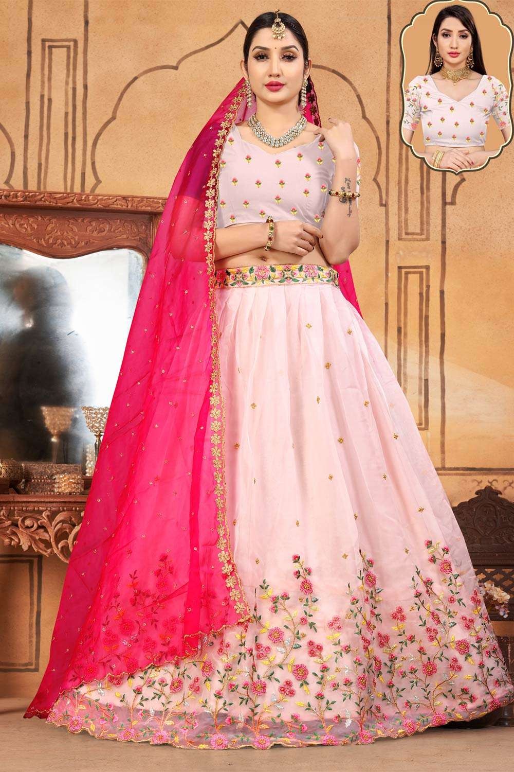 Semi-Stitched Wedding Wear Fabron Magenta Colored Designer Georgette Lehenga  for Women at Rs 4200 in Surat