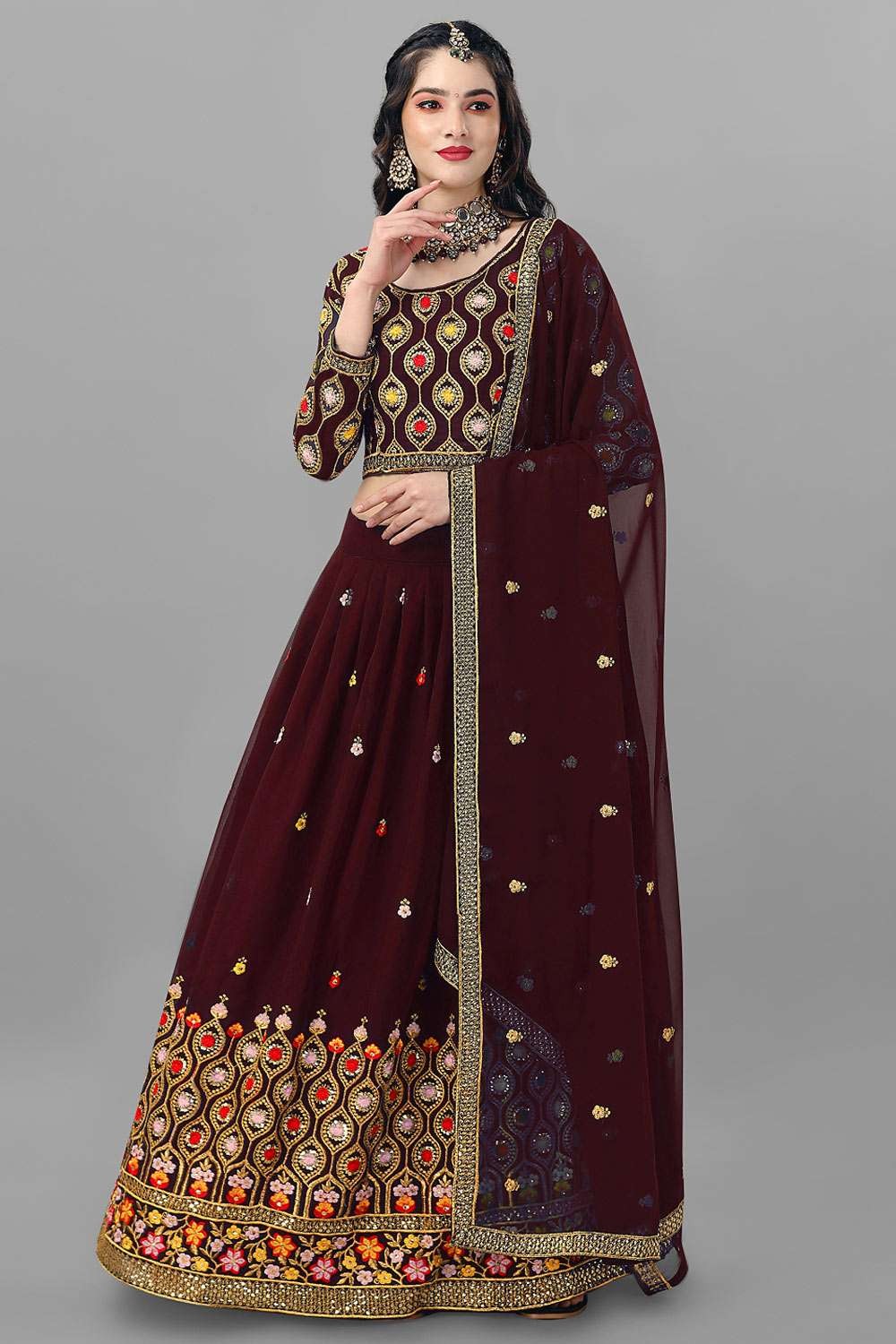 Buy Pakistani Bridal Lehenga in Deep Maroon Color Online 2021 – Nameera by  Farooq