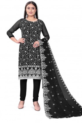 Black Straight Kurti in Georgette with Embroidered - KTI2098