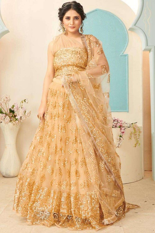 Gold Bronze Lehenga Embroidery Work Lehenga choli Wedding Wear Sari  SareeIndian | eBay