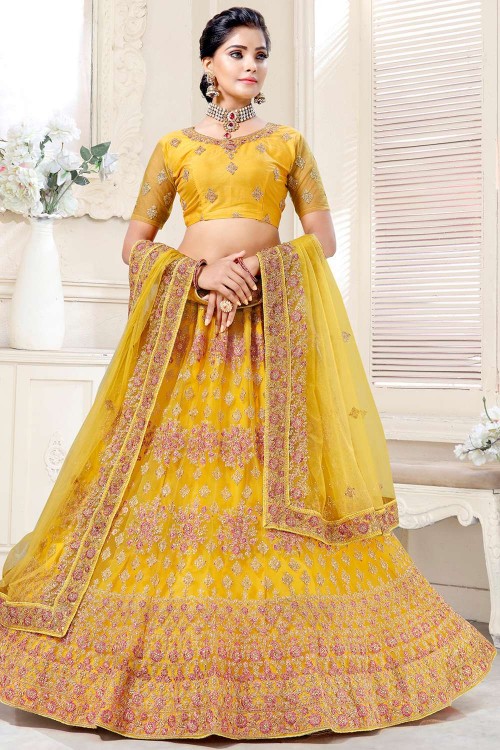 Buy Wedding Wear Blue Net Diamond Work Lehenga Choli Online