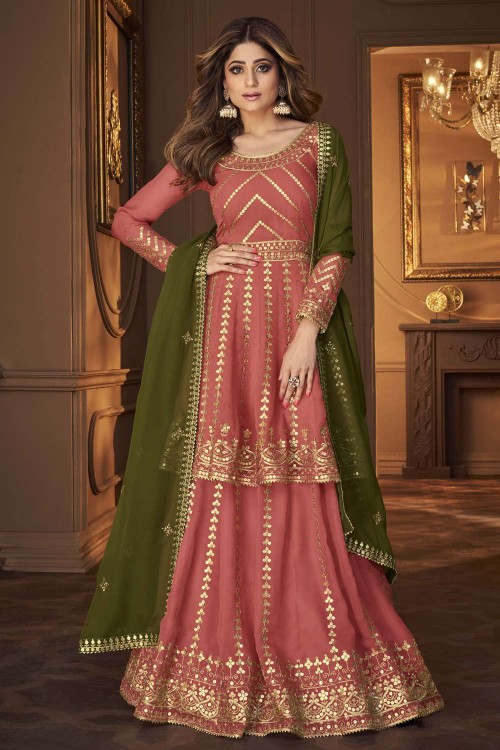 Buy Designer Green Georgette Lehenga Suit/ Eid Lehenga Suit / Heavy Sharara  Suit/ Mother of the Bride/lehenga /green Lehenga/wedding Lehenga Online in  India - Etsy