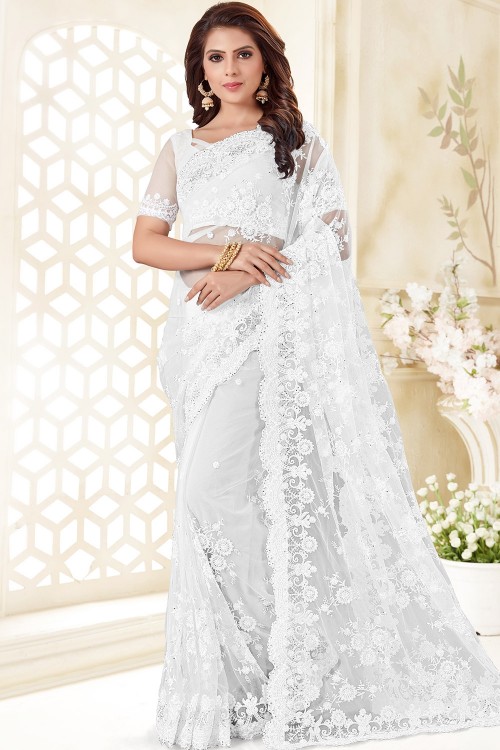 Net Embroidered Pakistani Suit in Off White – Common Kiwi