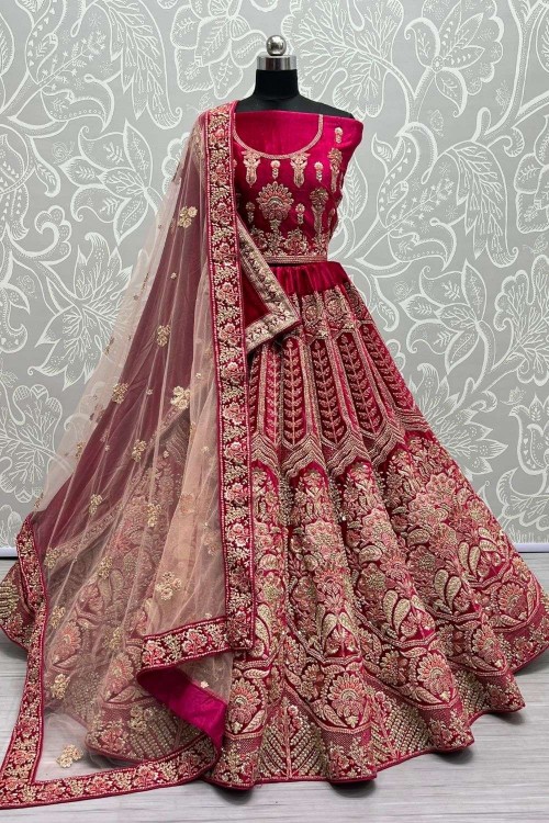 Buy Rani Pink Heavy Worked Fancy Wedding Lehenga Choli | Wedding Lehenga  Choli