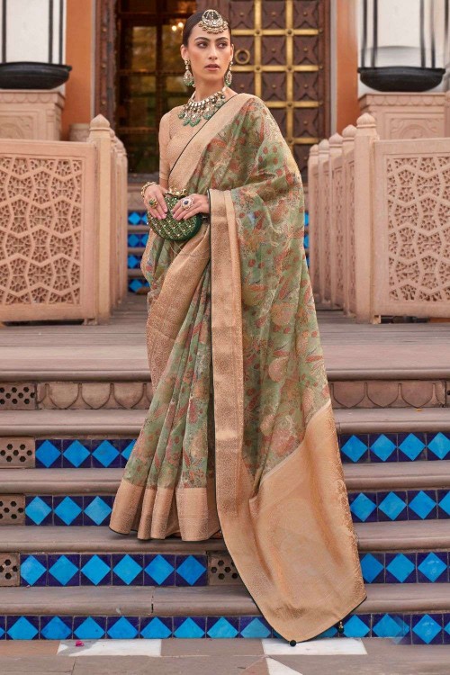 Multicolor Printed Art Silk Saree & Blouse 5853SR04