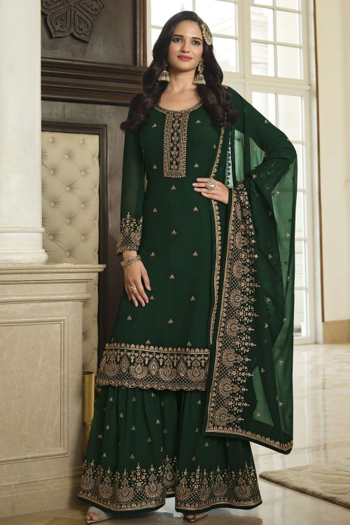 Light Mauve Designer Embroidered Silk Wedding Sharara Suit | Saira's  Boutique